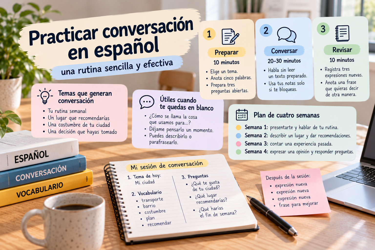 Cómo crear una rutina semanal de conversación en español