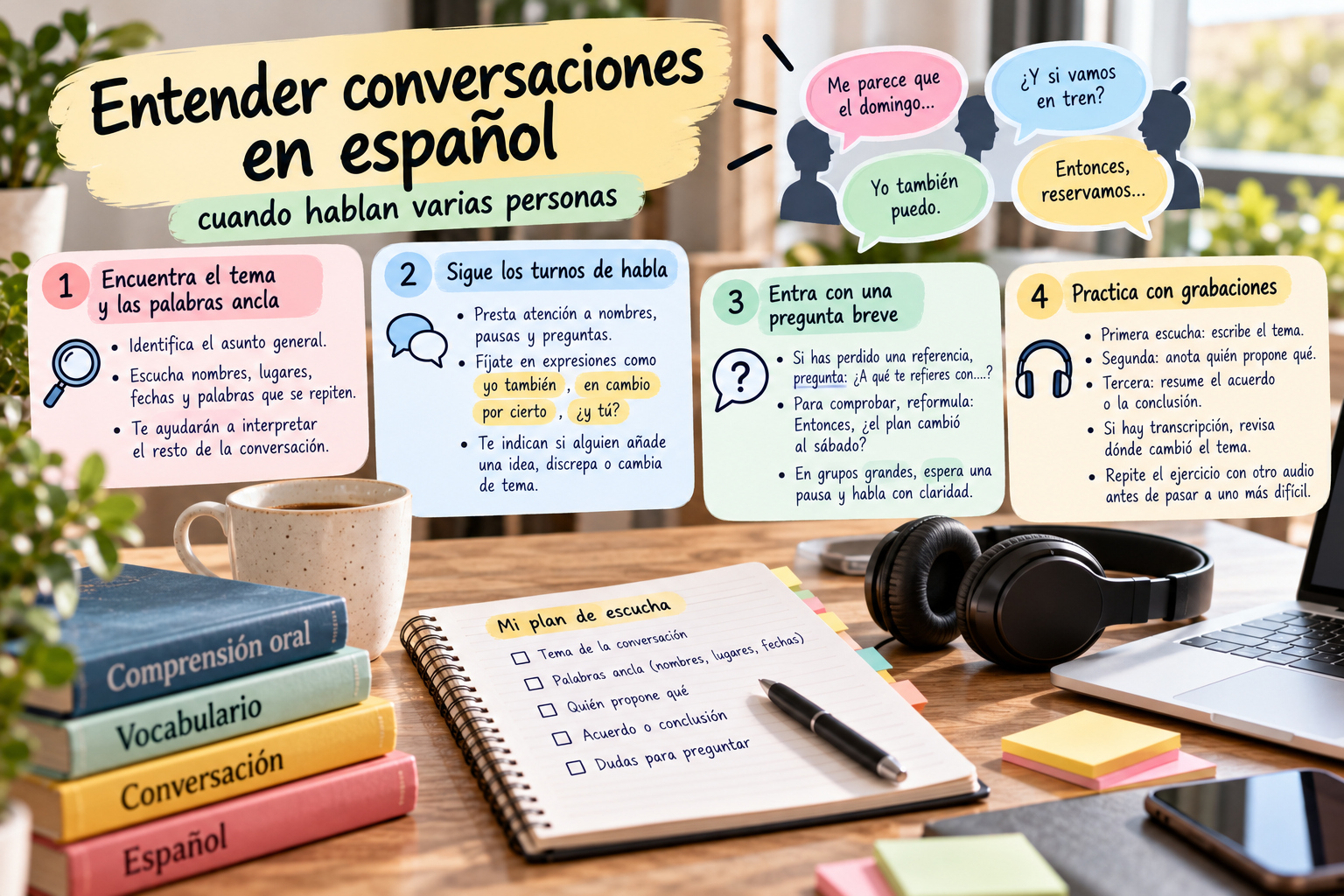 Cómo entender conversaciones en español cuando hablan varias personas