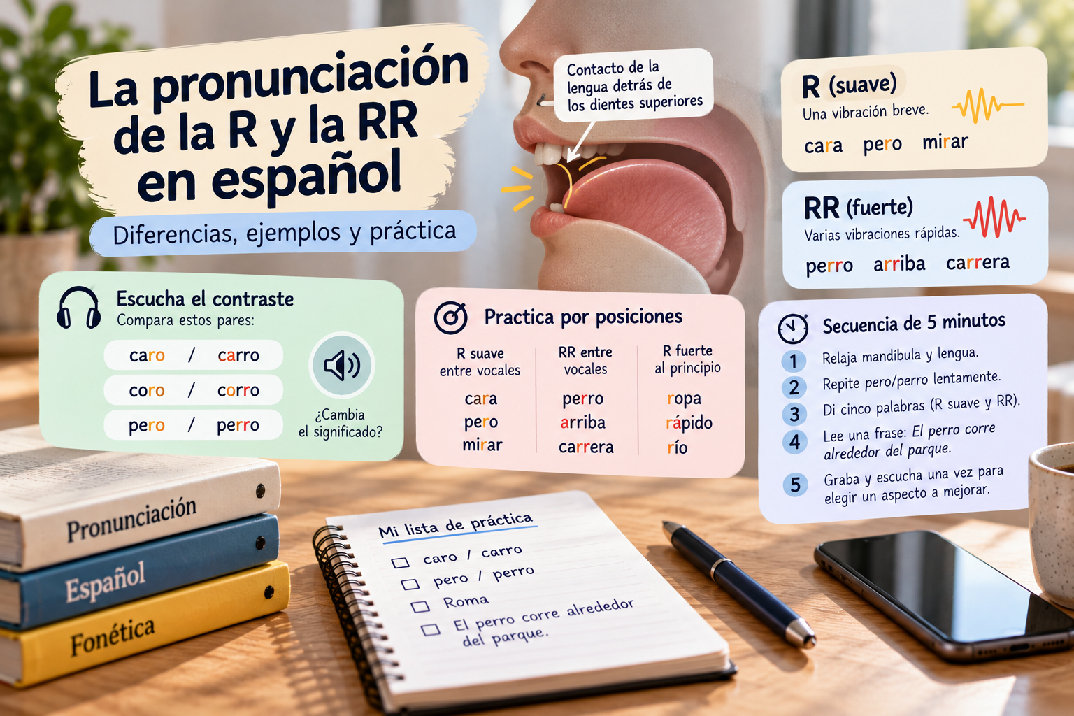 La pronunciación de la R y la RR en español: ejercicios progresivos